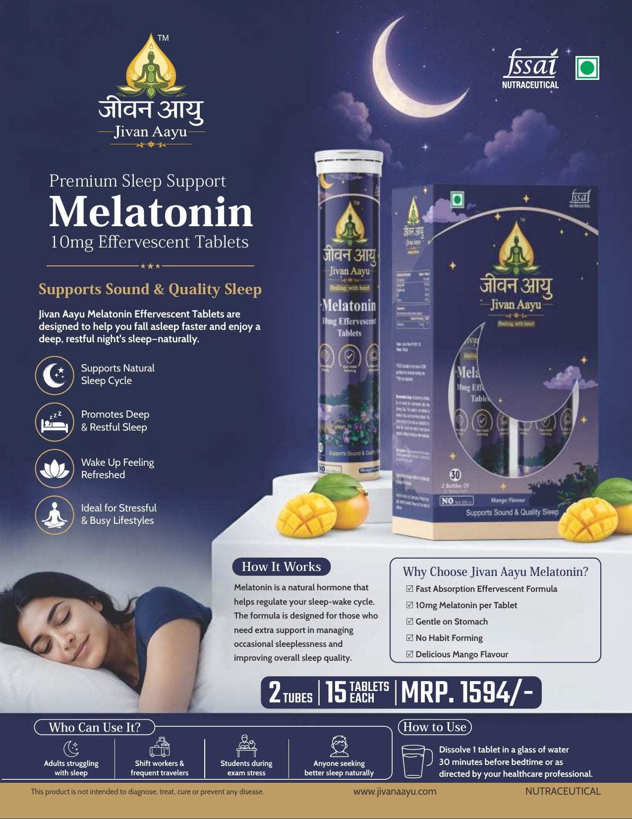Jivan Aayu Melatonin 10mg Effervescent Tablets