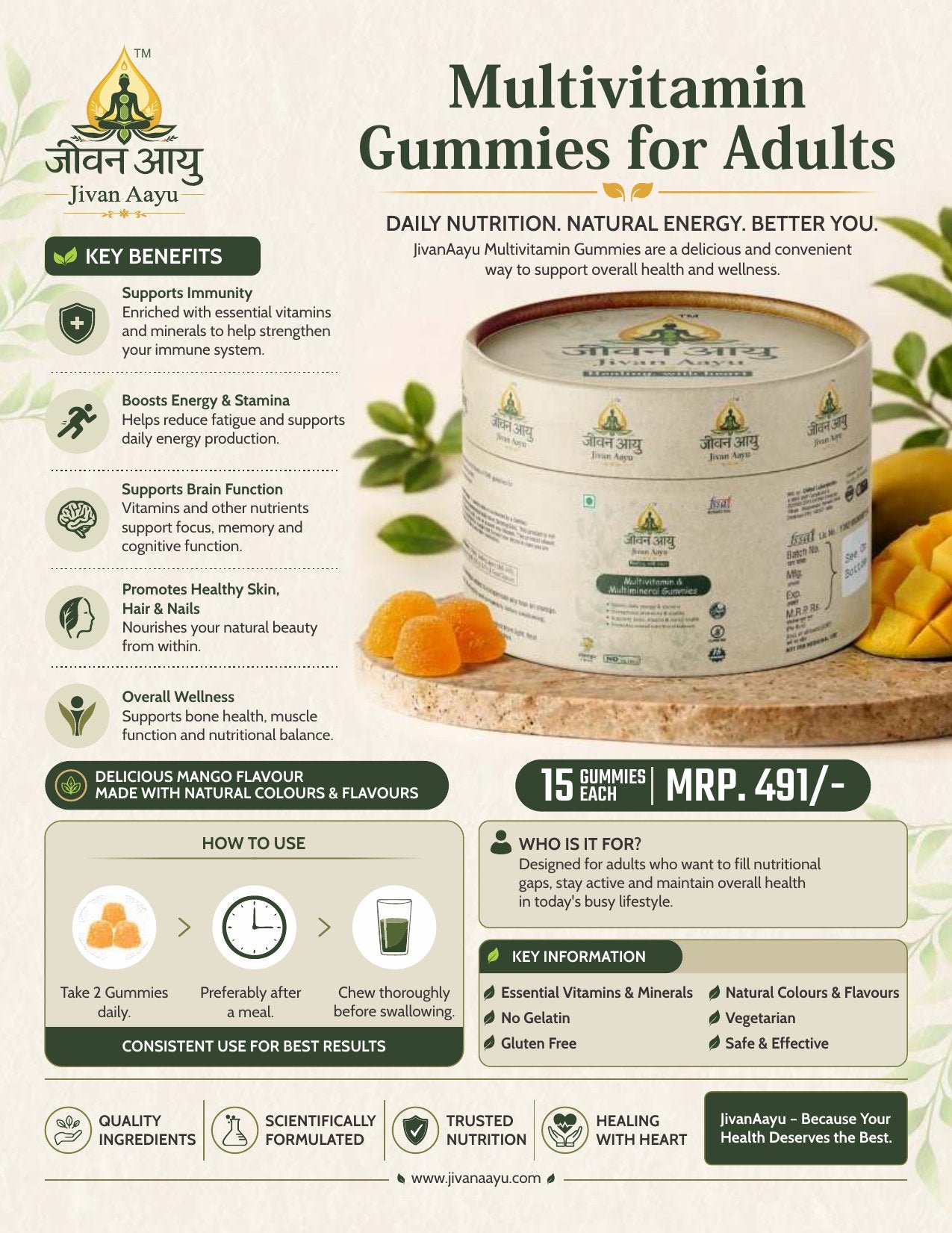 Jivan Aayu Multivitamin Gummies for Adults